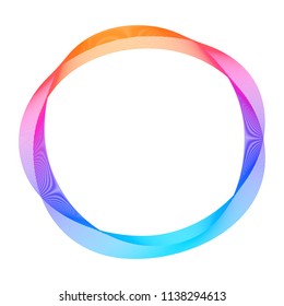 Design elements. Wave of many purple lines circle ring. Abstract vertical wavy stripes on white background isolated. Vector illustration EPS 10. Colourful waves with lines created using Blend Tool