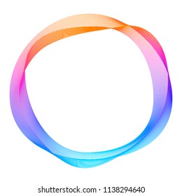 Design elements. Wave of many purple lines circle ring. Abstract vertical wavy stripes on white background isolated. Vector illustration EPS 10. Colourful waves with lines created using Blend Tool