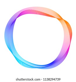 Design elements. Wave of many purple lines circle ring. Abstract vertical wavy stripes on white background isolated. Vector illustration EPS 10. Colourful waves with lines created using Blend Tool