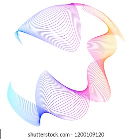 Design elements. Wave of many purple lines circle ring. Abstract vertical wavy stripes on white background isolated. Vector illustration EPS 10. Colourful waves with lines created using Blend Tool