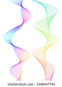 Design elements. Wave of many purple lines circle ring. Abstract vertical wavy stripes on white background isolated. Vector illustration EPS 10. Colourful waves with lines created using Blend Tool