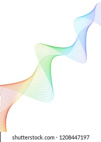 Design elements. Wave of many purple lines circle ring. Abstract vertical wavy stripes on white background isolated. Vector illustration EPS 10. Colourful waves with lines created using Blend Tool