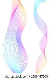 Design elements. Wave of many purple lines circle ring. Abstract vertical wavy stripes on white background isolated. Vector illustration EPS 10. Colourful waves with lines created using Blend Tool