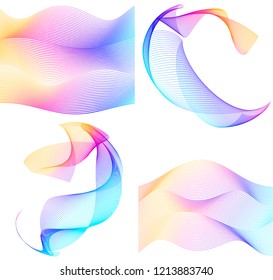 Design elements. Wave of many purple lines circle ring. Abstract vertical wavy stripes on white background isolated. Vector illustration EPS 10. Colourful waves with lines created using Blend Tool