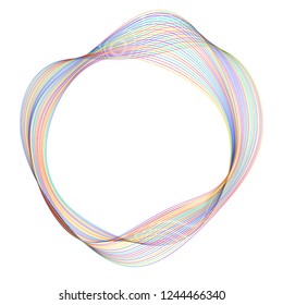 Design elements. Wave of many purple lines circle ring. Abstract vertical wavy stripes on white background isolated. Vector illustration EPS 10. Colourful waves with lines created using Blend Tool