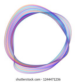 Design elements. Wave of many purple lines circle ring. Abstract vertical wavy stripes on white background isolated. Vector illustration EPS 10. Colourful waves with lines created using Blend Tool