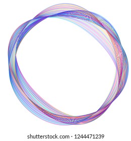 Design elements. Wave of many purple lines circle ring. Abstract vertical wavy stripes on white background isolated. Vector illustration EPS 10. Colourful waves with lines created using Blend Tool