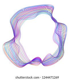 Design elements. Wave of many purple lines circle ring. Abstract vertical wavy stripes on white background isolated. Vector illustration EPS 10. Colourful waves with lines created using Blend Tool