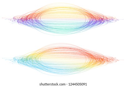Design elements. Wave of many purple lines circle ring. Abstract vertical wavy stripes on white background isolated. Vector illustration EPS 10. Colourful waves with lines created using Blend Tool