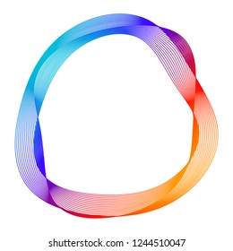Design elements. Wave of many purple lines circle ring. Abstract vertical wavy stripes on white background isolated. Vector illustration EPS 10. Colourful waves with lines created using Blend Tool