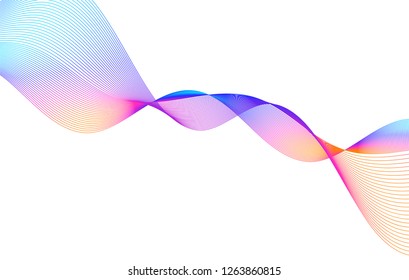 Design elements. Wave of many purple lines circle ring. Abstract vertical wavy stripes on white background isolated. Vector illustration EPS 10. Colourful waves with lines created using Blend Tool 