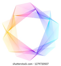 Design elements. Wave of many purple lines circle ring. Abstract vertical wavy stripes on white background isolated. Vector illustration EPS 10. Colourful waves with lines created using Blend Tool 