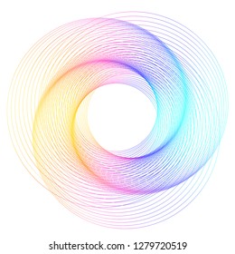 Design Elements. Wave Of Many Purple Lines Circle Ring. Abstract Vertical Wavy Stripes On White Background Isolated. Vector Illustration EPS 10. Colourful Waves With Lines Created Using Blend Tool 