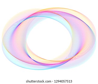Design elements. Wave of many purple lines circle ring. Abstract vertical wavy stripes on white background isolated. Vector illustration EPS 10. Colourful waves with lines created using Blend Tool 