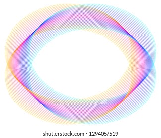 Design elements. Wave of many purple lines circle ring. Abstract vertical wavy stripes on white background isolated. Vector illustration EPS 10. Colourful waves with lines created using Blend Tool 