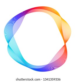 Design elements. Wave of many purple lines circle ring. Abstract vertical wavy stripes on white background isolated. Vector illustration EPS 10. Colourful waves with lines created using Blend Tool 