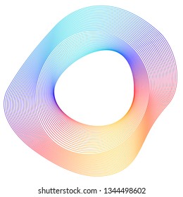 Design elements. Wave of many purple lines circle ring. Abstract vertical wavy stripes on white background isolated. Vector illustration EPS 10. Colourful waves with lines created using Blend Tool