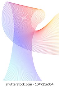 Design elements. Wave of many purple lines circle ring. Abstract vertical wavy stripes on white background isolated. Vector illustration EPS 10. Colourful waves with lines created using Blend Tool