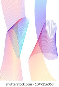 Design elements. Wave of many purple lines circle ring. Abstract vertical wavy stripes on white background isolated. Vector illustration EPS 10. Colourful waves with lines created using Blend Tool