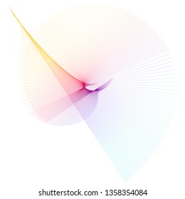 Design elements. Wave of many purple lines circle ring. Abstract vertical wavy stripes on white background isolated. Vector illustration EPS 10. Colourful waves with lines created using Blend Tool 