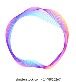 Design elements. Wave of many purple lines circle ring. Abstract vertical wavy stripes on white background isolated. Vector illustration EPS 10. Colourful waves with lines created using Blend Tool 