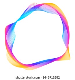 Design elements. Wave of many purple lines circle ring. Abstract vertical wavy stripes on white background isolated. Vector illustration EPS 10. Colourful waves with lines created using Blend Tool 
