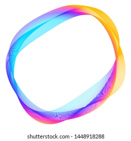 Design elements. Wave of many purple lines circle ring. Abstract vertical wavy stripes on white background isolated. Vector illustration EPS 10. Colourful waves with lines created using Blend Tool 