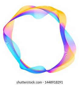 Design elements. Wave of many purple lines circle ring. Abstract vertical wavy stripes on white background isolated. Vector illustration EPS 10. Colourful waves with lines created using Blend Tool 
