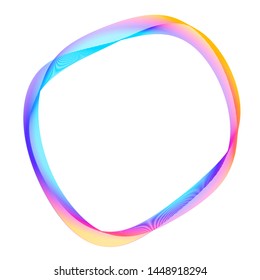 Design elements. Wave of many purple lines circle ring. Abstract vertical wavy stripes on white background isolated. Vector illustration EPS 10. Colourful waves with lines created using Blend Tool 