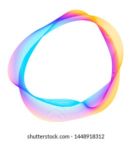 Design elements. Wave of many purple lines circle ring. Abstract vertical wavy stripes on white background isolated. Vector illustration EPS 10. Colourful waves with lines created using Blend Tool 