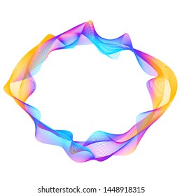 Design elements. Wave of many purple lines circle ring. Abstract vertical wavy stripes on white background isolated. Vector illustration EPS 10. Colourful waves with lines created using Blend Tool 