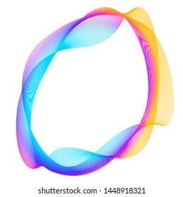 Design elements. Wave of many purple lines circle ring. Abstract vertical wavy stripes on white background isolated. Vector illustration EPS 10. Colourful waves with lines created using Blend Tool 