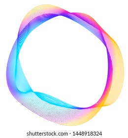 Design elements. Wave of many purple lines circle ring. Abstract vertical wavy stripes on white background isolated. Vector illustration EPS 10. Colourful waves with lines created using Blend Tool 