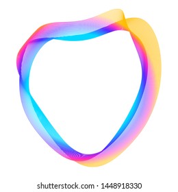 Design elements. Wave of many purple lines circle ring. Abstract vertical wavy stripes on white background isolated. Vector illustration EPS 10. Colourful waves with lines created using Blend Tool 