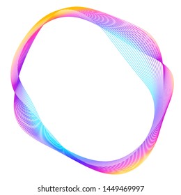 Design elements. Wave of many purple lines circle ring. Abstract vertical wavy stripes on white background isolated. Vector illustration EPS 10. Colourful waves with lines created using Blend Tool
