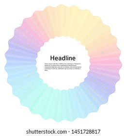 Design elements. Wave of many purple lines circle ring. Abstract rainbow wavy stripes on white background isolated. Vector illustration EPS 10. Colourful waves with lines created using Blend Tool 