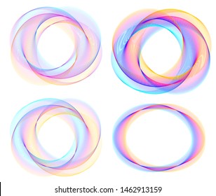 Design elements. Wave of many purple lines circle ring. Abstract vertical wavy stripes on white background isolated. Vector illustration EPS 10. Colourful waves with lines created using Blend Tool 