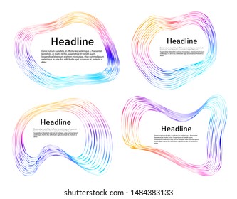 Design elements. Wave of many purple lines circle ring. Abstract vertical wavy stripes on white background isolated. Vector illustration EPS 10. Colourful waves with lines created using Blend Tool 