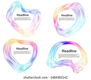 Design elements. Wave of many purple lines circle ring. Abstract vertical wavy stripes on white background isolated. Vector illustration EPS 10. Colourful waves with lines created using Blend Tool 