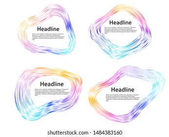 Design elements. Wave of many purple lines circle ring. Abstract vertical wavy stripes on white background isolated. Vector illustration EPS 10. Colourful waves with lines created using Blend Tool 