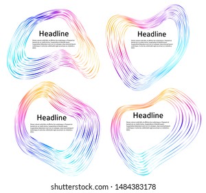Design elements. Wave of many purple lines circle ring. Abstract vertical wavy stripes on white background isolated. Vector illustration EPS 10. Colourful waves with lines created using Blend Tool 