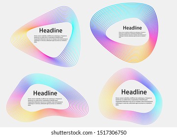 Design elements. Wave of many purple lines circle ring. Abstract vertical wavy stripes on white background isolated. Vector illustration EPS 10. Colourful waves with lines created using Blend Tool