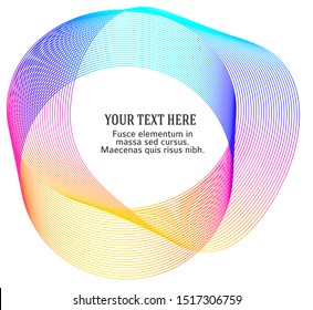 Design elements. Wave of many purple lines circle ring. Abstract vertical wavy stripes on white background isolated. Vector illustration EPS 10. Colourful waves with lines created using Blend Tool