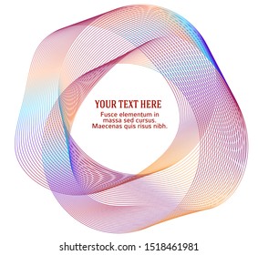 Design elements. Wave of many purple lines circle ring. Abstract vertical wavy stripes on white background isolated. Vector illustration EPS 10. Colourful waves with lines created using Blend Tool