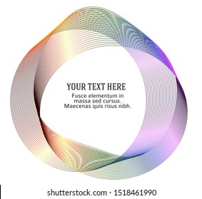 Design elements. Wave of many purple lines circle ring. Abstract vertical wavy stripes on white background isolated. Vector illustration EPS 10. Colourful waves with lines created using Blend Tool