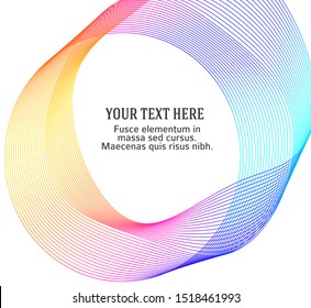Design elements. Wave of many purple lines circle ring. Abstract vertical wavy stripes on white background isolated. Vector illustration EPS 10. Colourful waves with lines created using Blend Tool
