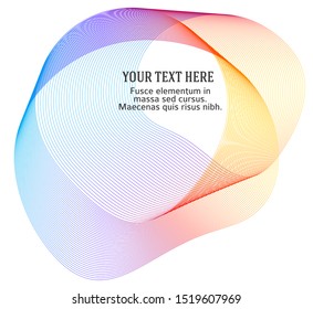 Design elements. Wave of many purple lines circle ring. Abstract vertical wavy stripes on white background isolated. Vector illustration EPS 10. Colourful waves with lines created using Blend Tool