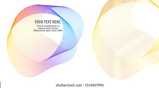 Design elements. Wave of many purple lines circle ring. Abstract vertical wavy stripes on white background isolated. Vector illustration EPS 10. Colourful waves with lines created using Blend Tool