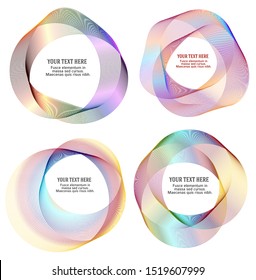 Design elements. Wave of many purple lines circle ring. Abstract vertical wavy stripes on white background isolated. Vector illustration EPS 10. Colourful waves with lines created using Blend Tool