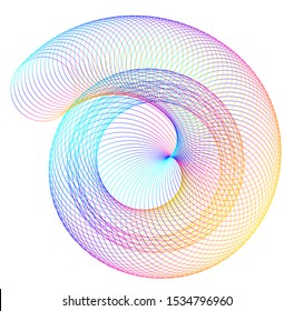 Design elements. Wave of many purple lines circle ring. Abstract vertical wavy stripes on white background isolated. Vector illustration EPS 10. Colourful waves with lines created using Blend Tool